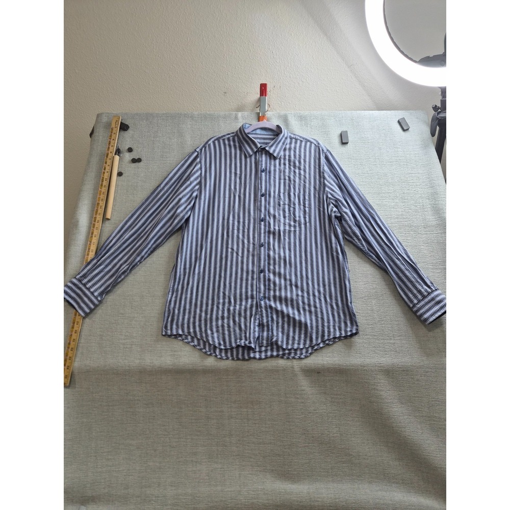 Tasso Elba Dress Shirt Mens 16-16.5 Multi Geometric Business Office Button Up